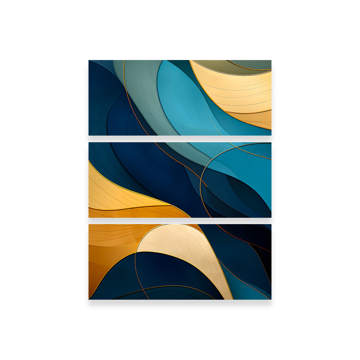 Abstract - Blue Gold Waves 42 Wall Art