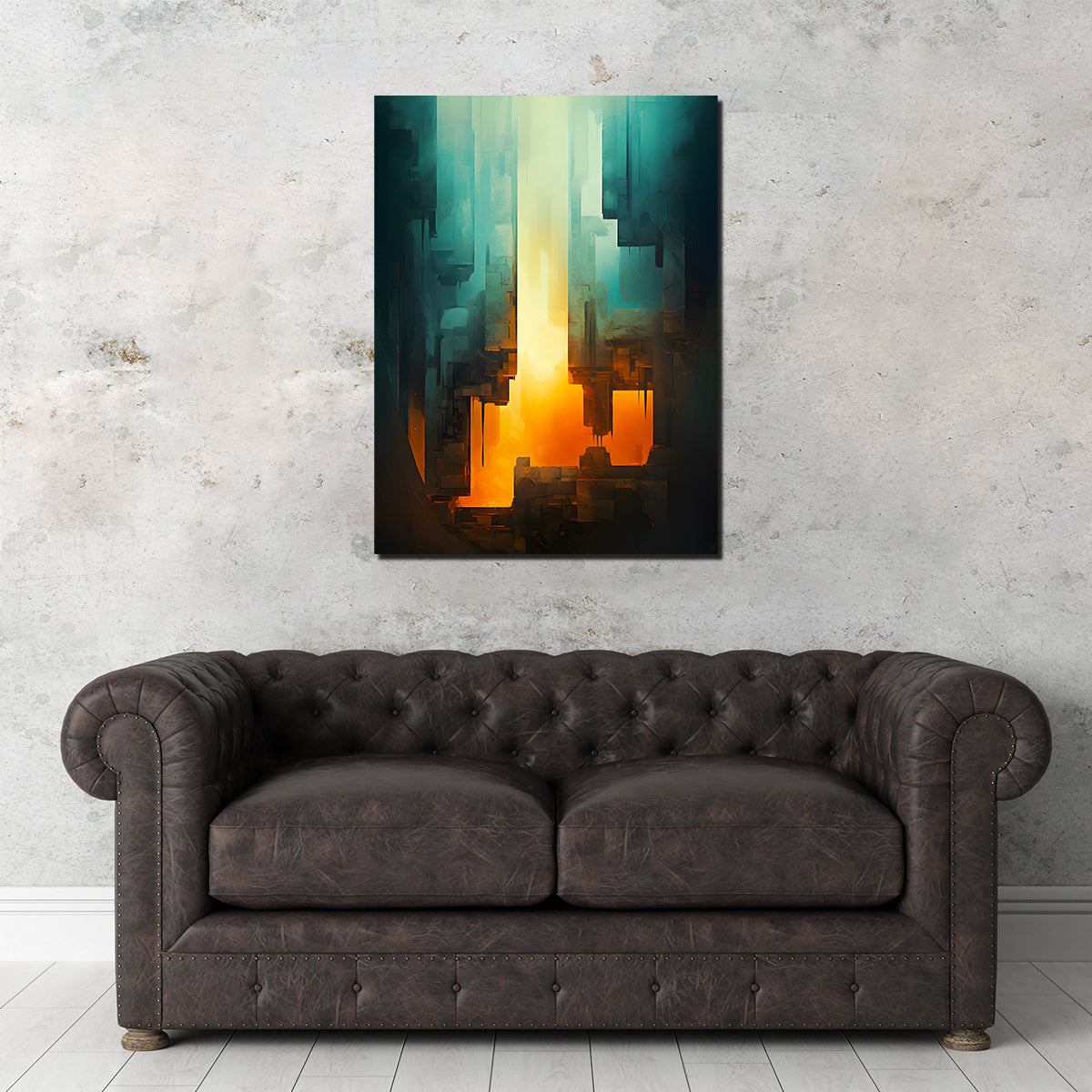 Abstract - Blue Orange Shapes 13 Wall Art