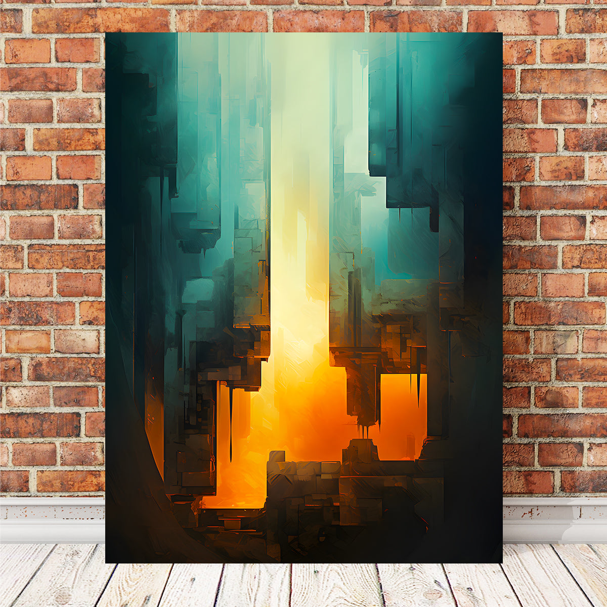 Abstract - Blue Orange Shapes 13 Wall Art