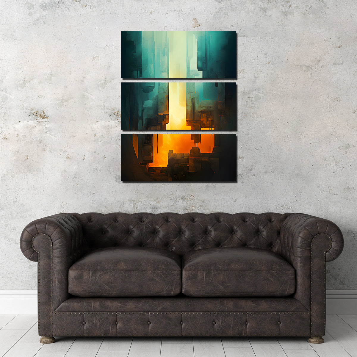 Abstract - Blue Orange Shapes 13 Wall Art