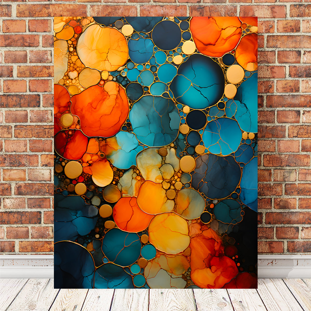 Abstract - Blue Orange Shapes 16 Wall Art