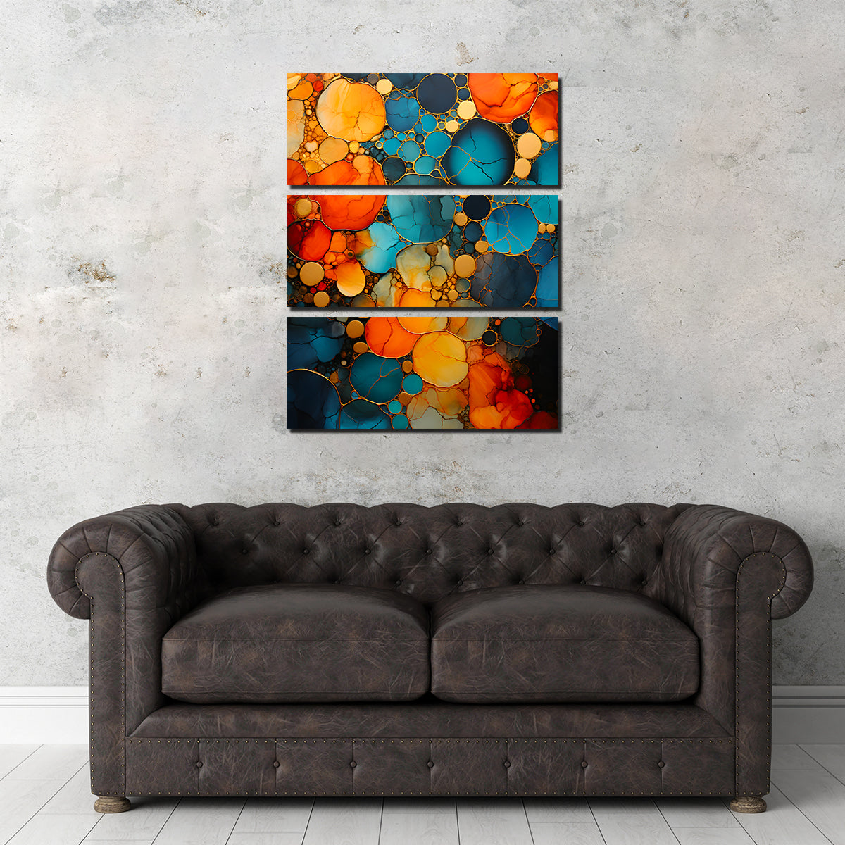 Abstract - Blue Orange Shapes 16 Wall Art