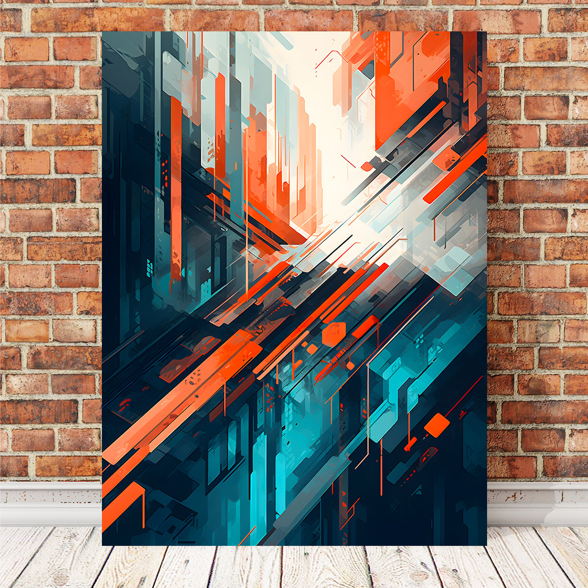 Abstract - Blue Orange Shapes 4 Wall Art