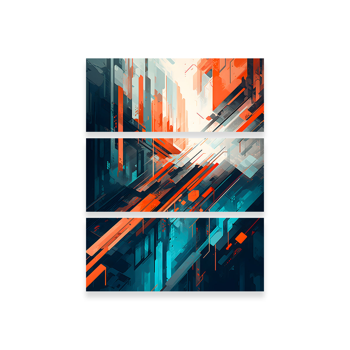 Abstract - Blue Orange Shapes 4 Wall Art