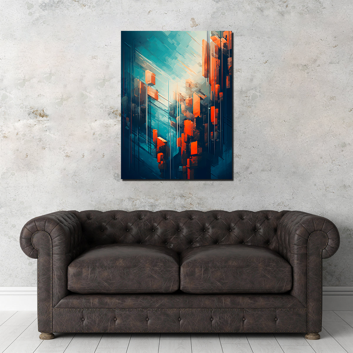 Abstract - Blue Orange Shapes 9 Wall Art