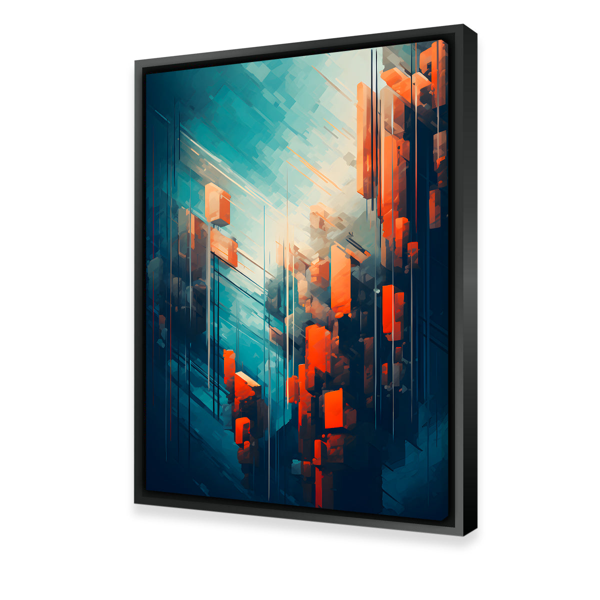 Abstract - Blue Orange Shapes 9 Wall Art