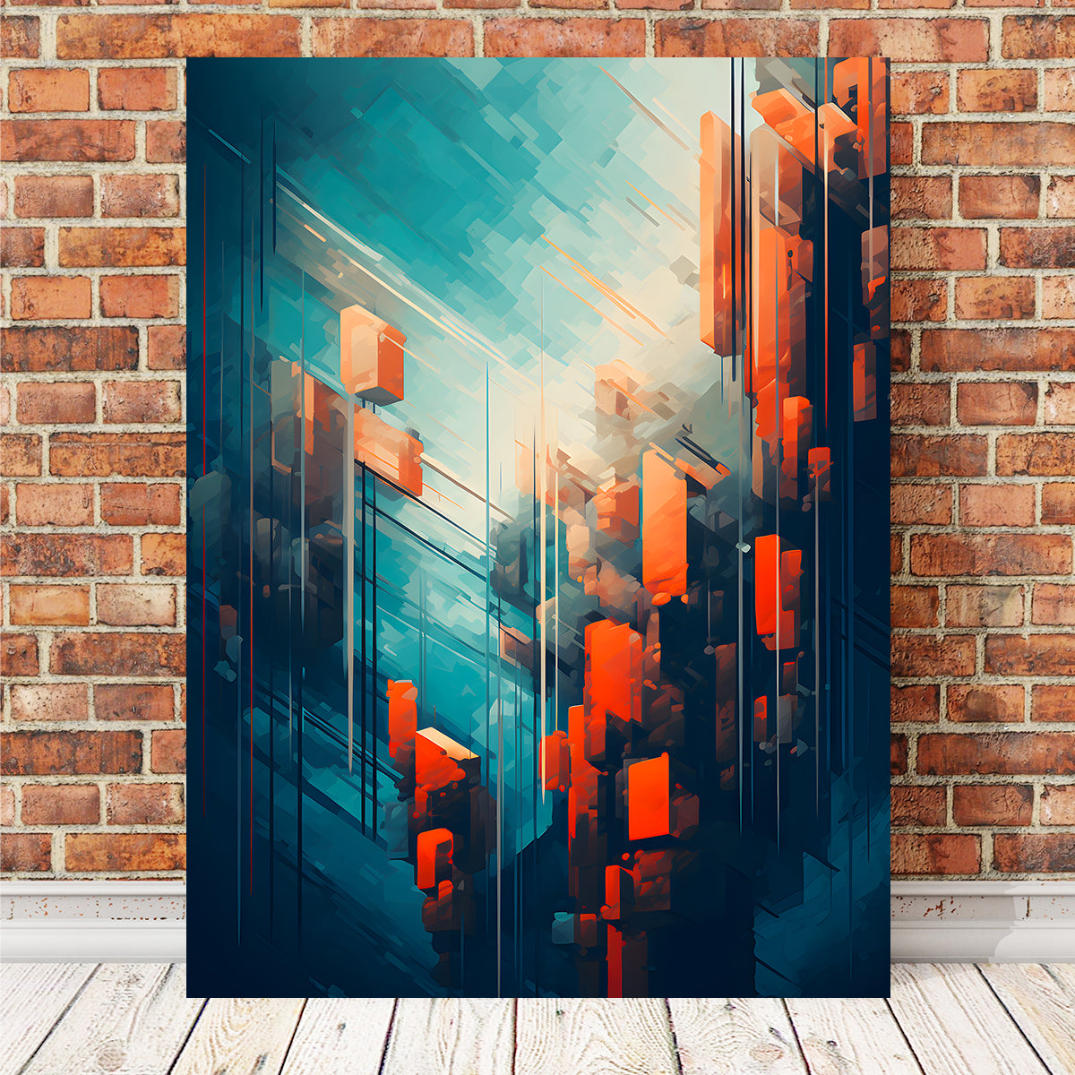 Abstract - Blue Orange Shapes 9 Wall Art
