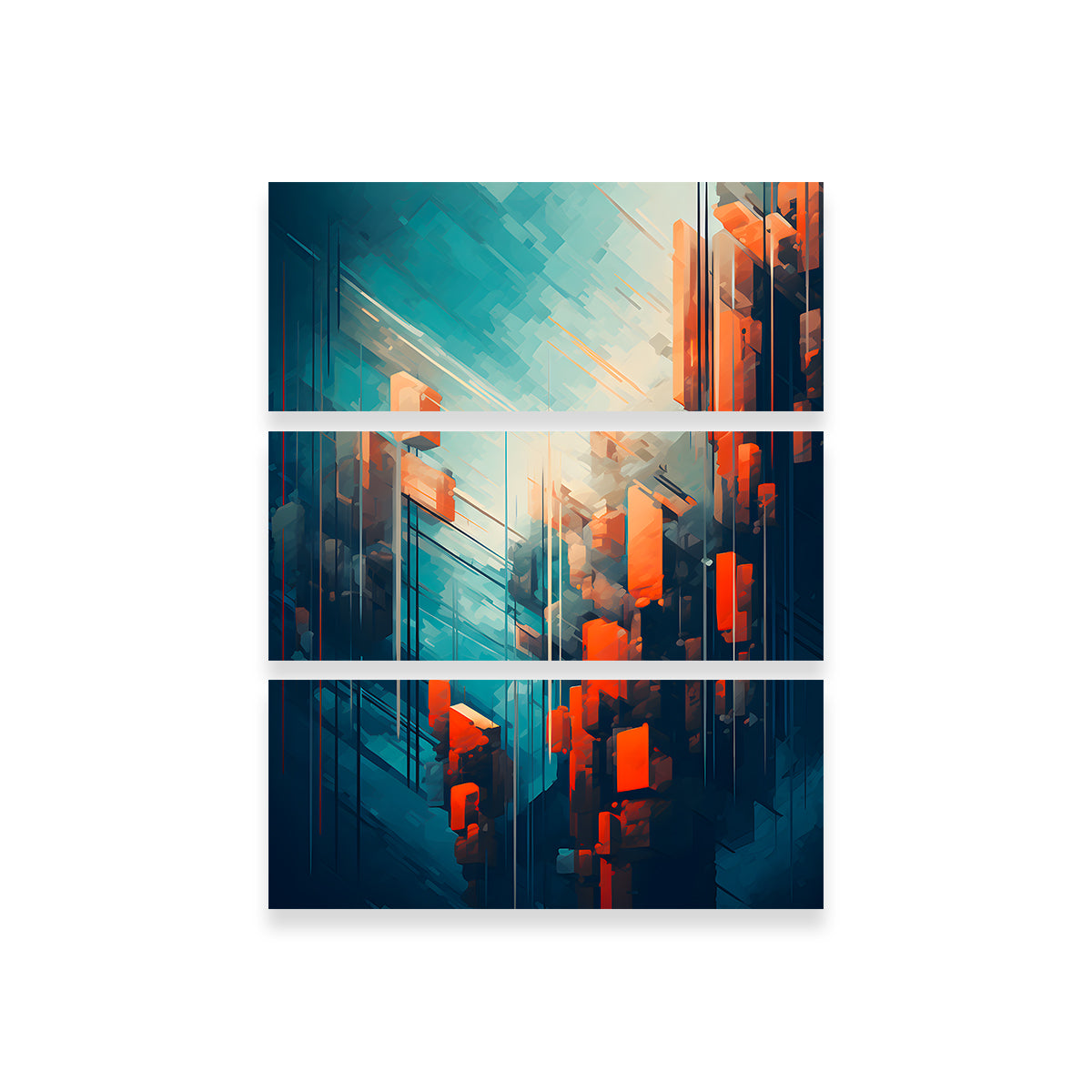 Abstract - Blue Orange Shapes 9 Wall Art