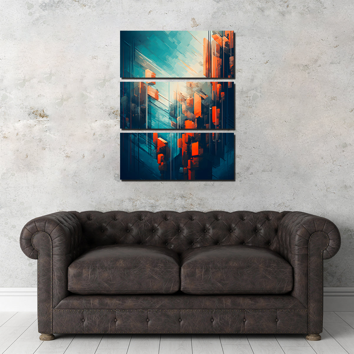 Abstract - Blue Orange Shapes 9 Wall Art