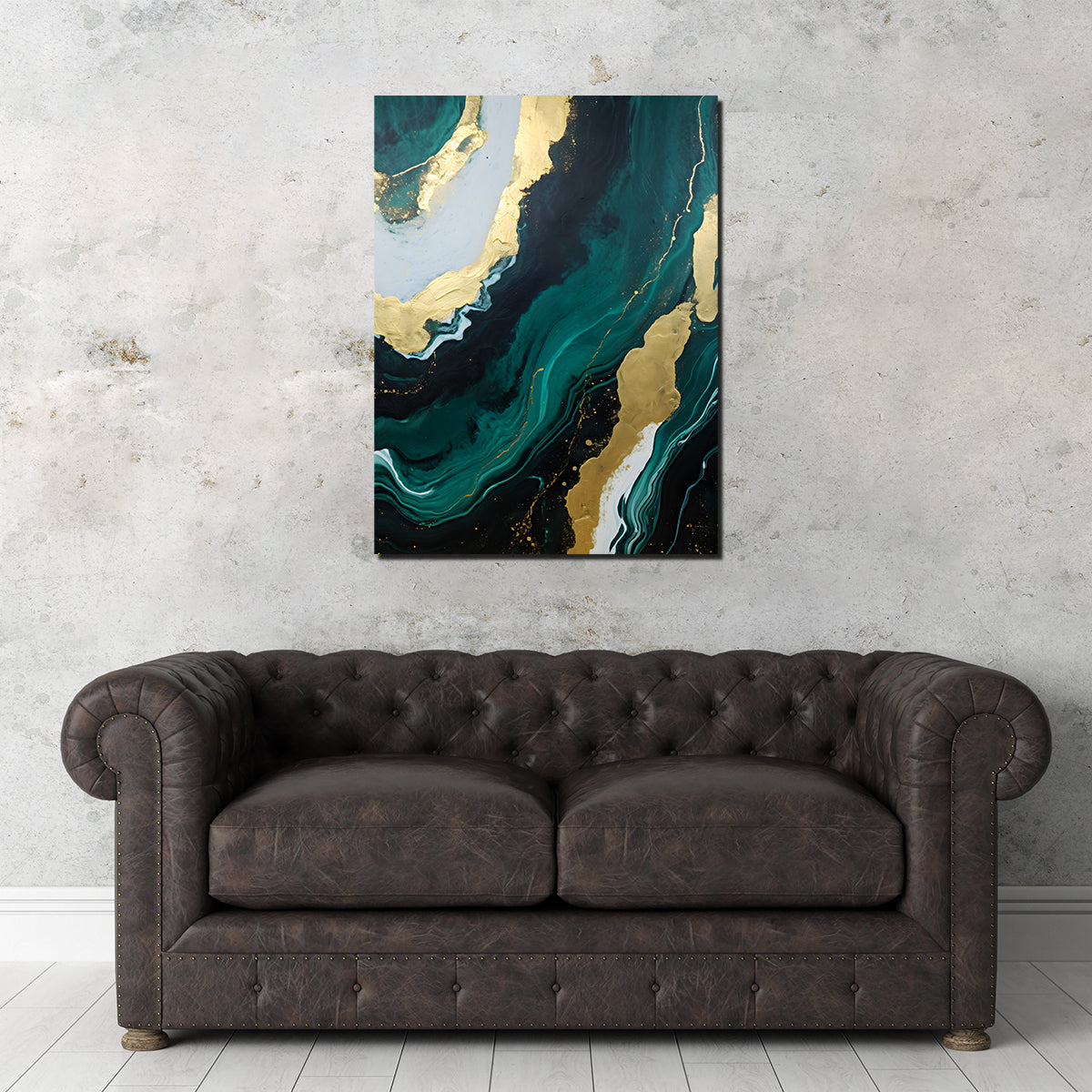 Abstract - Green Gold Waves 1 Wall Art