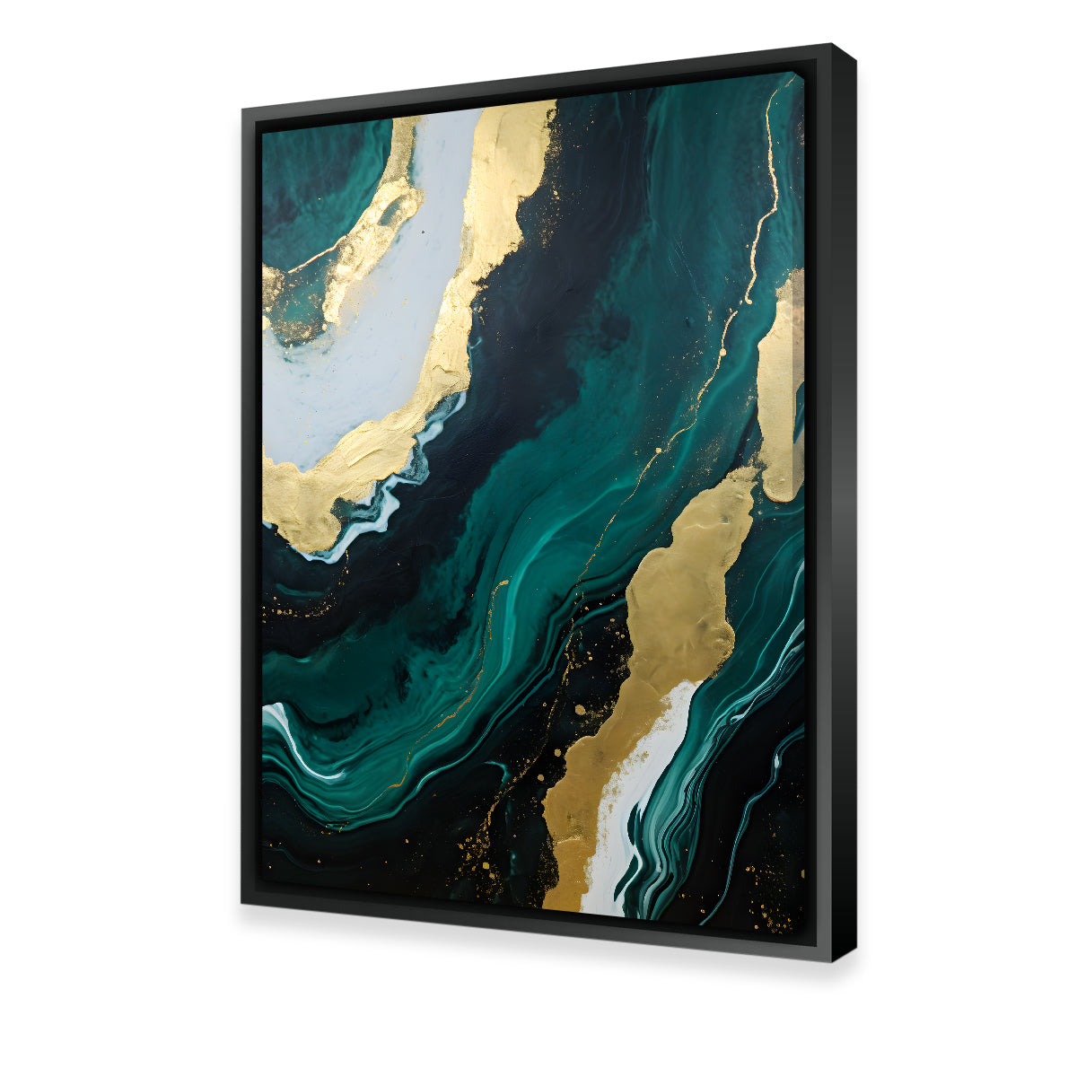 Abstract - Green Gold Waves 1 Wall Art