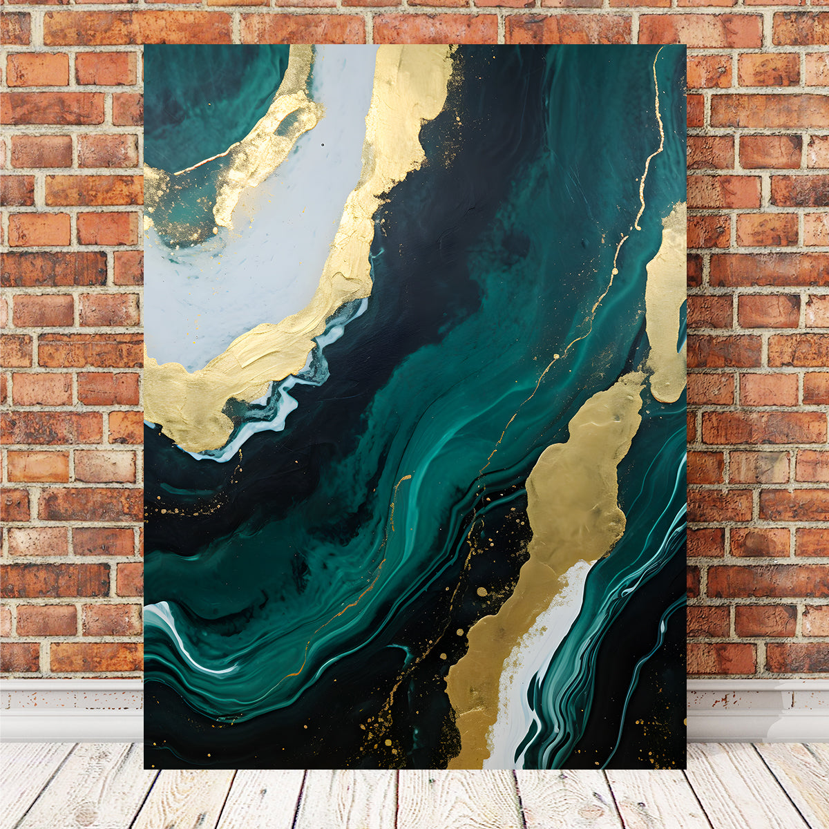 Abstract - Green Gold Waves 1 Wall Art