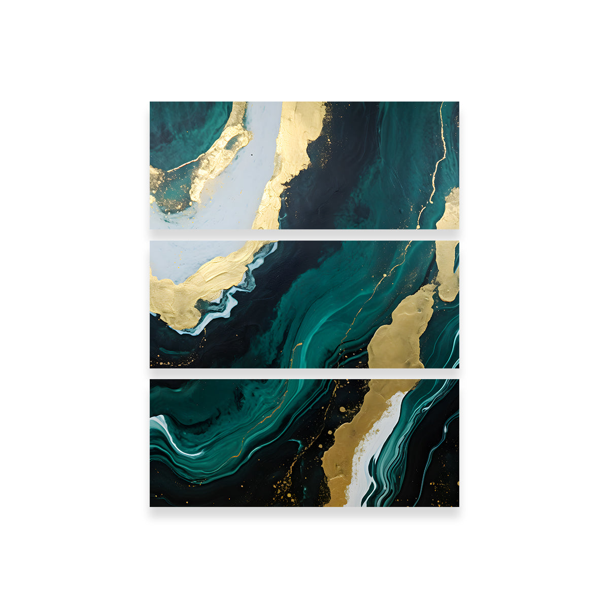 Abstract - Green Gold Waves 1 Wall Art