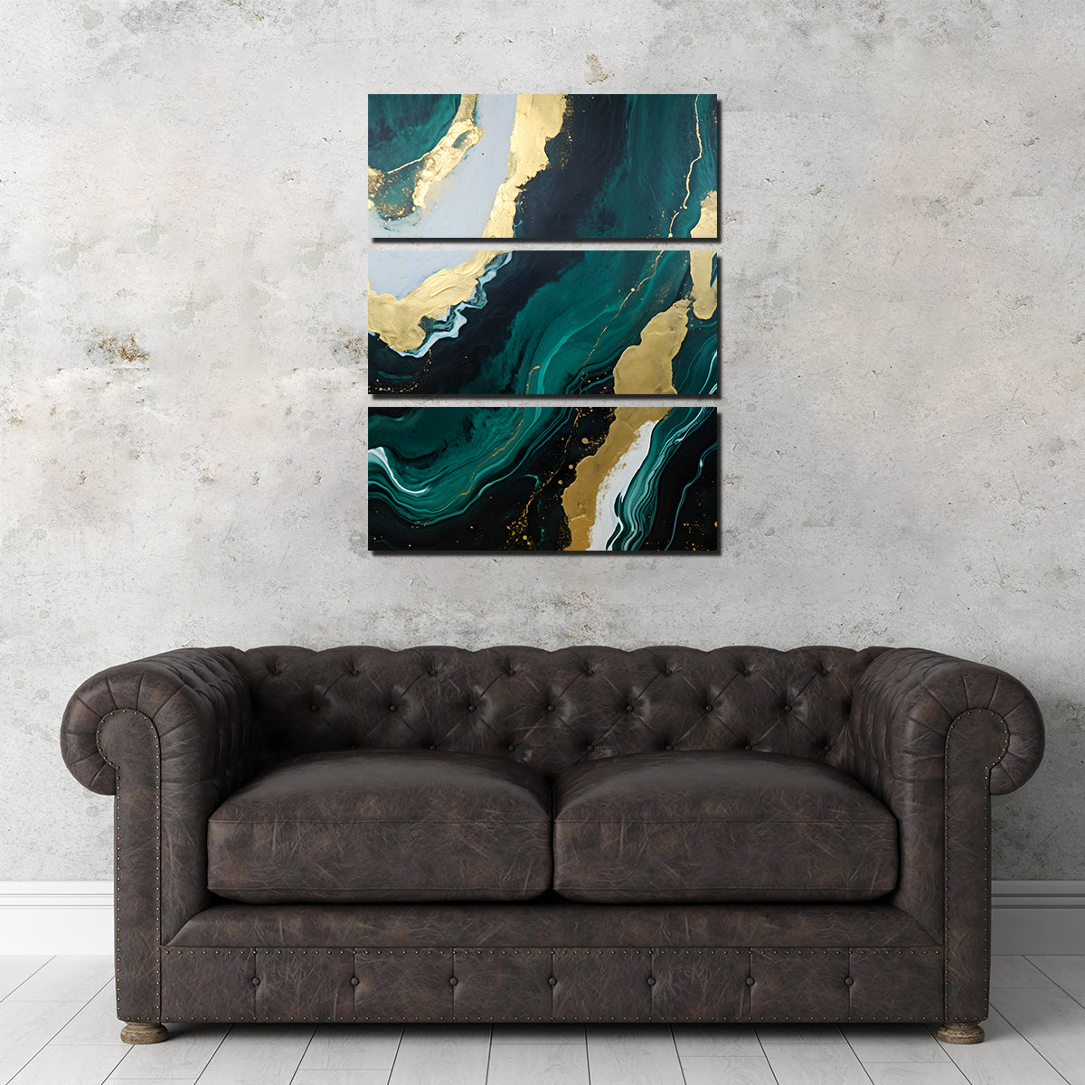 Abstract - Green Gold Waves 1 Wall Art