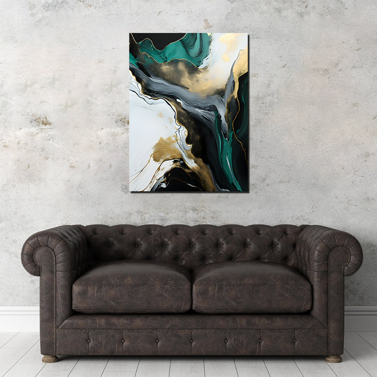Abstract - Green Gold Waves 2 Wall Art