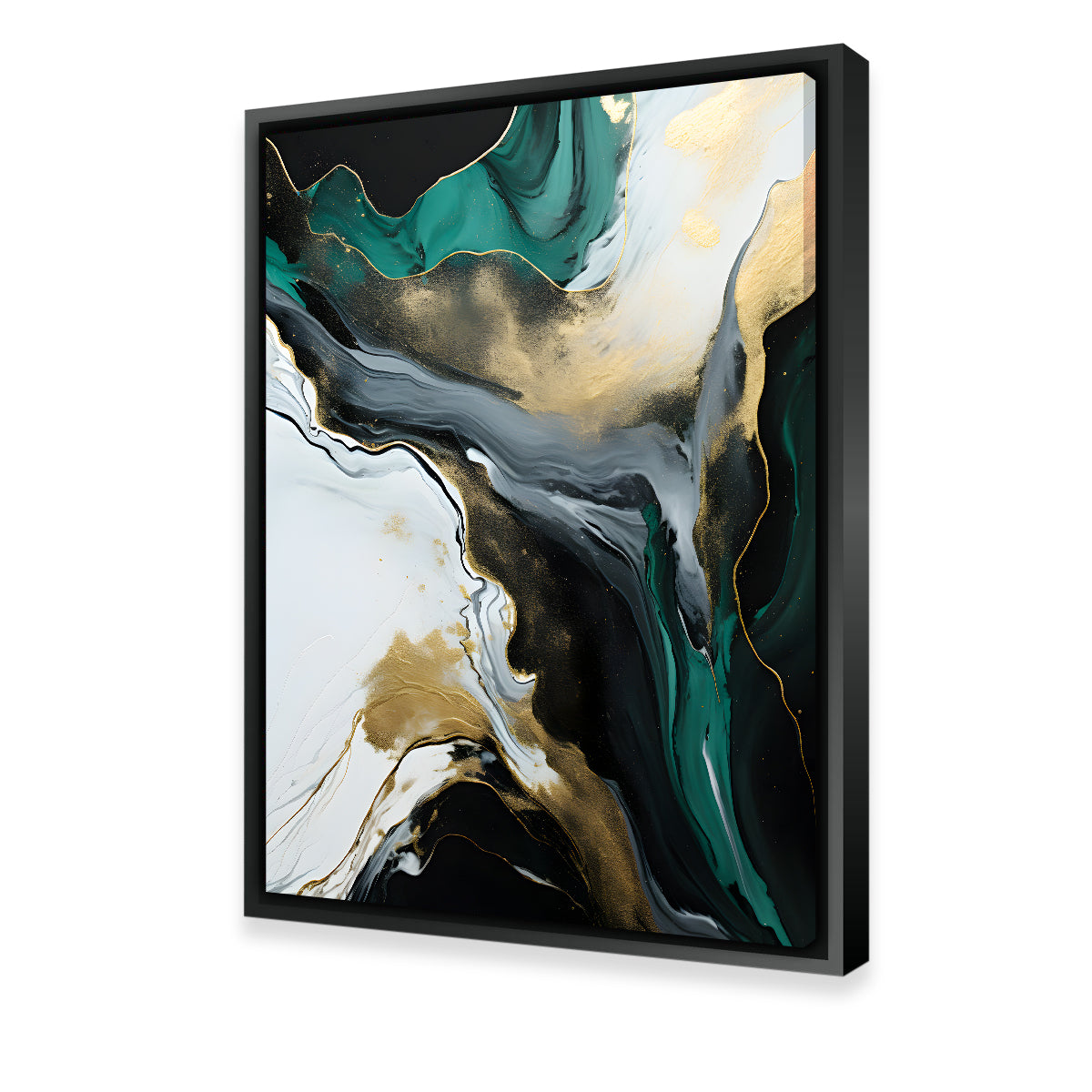 Abstract - Green Gold Waves 2 Wall Art