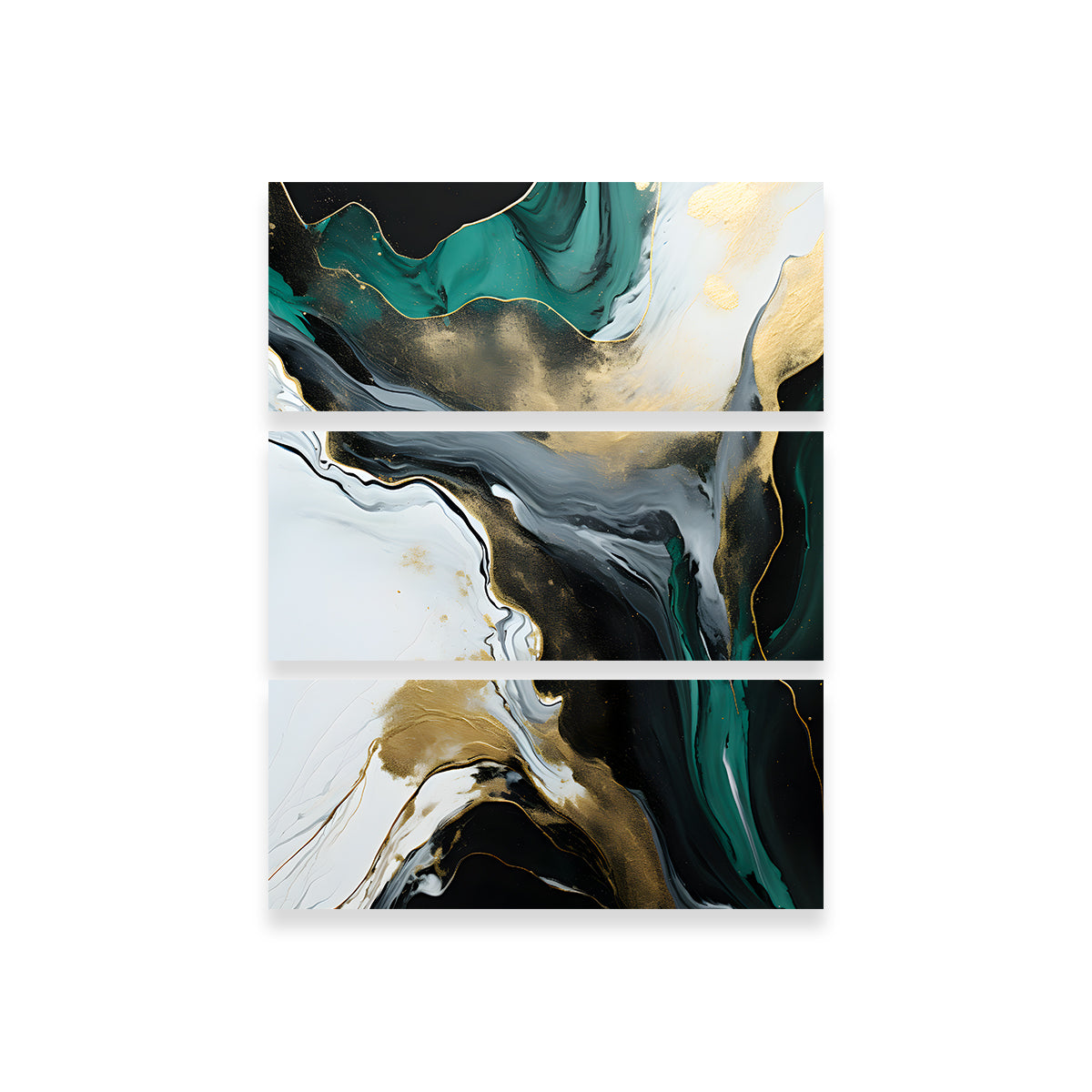 Abstract - Green Gold Waves 2 Wall Art
