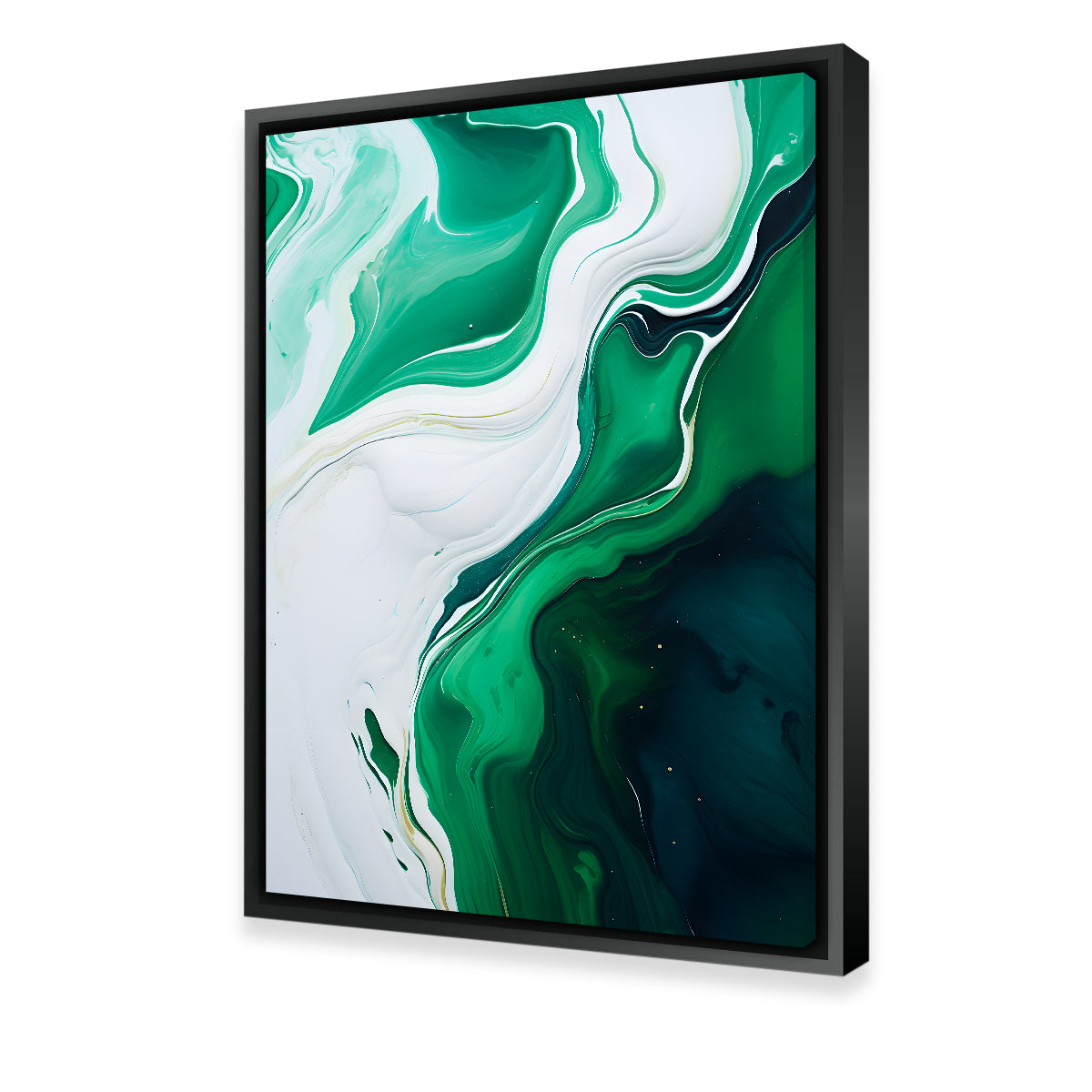 Abstract - Green White Waves 1 Wall Art