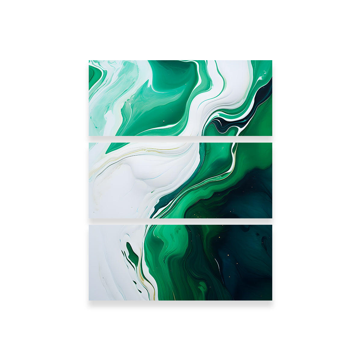 Abstract - Green White Waves 1 Wall Art