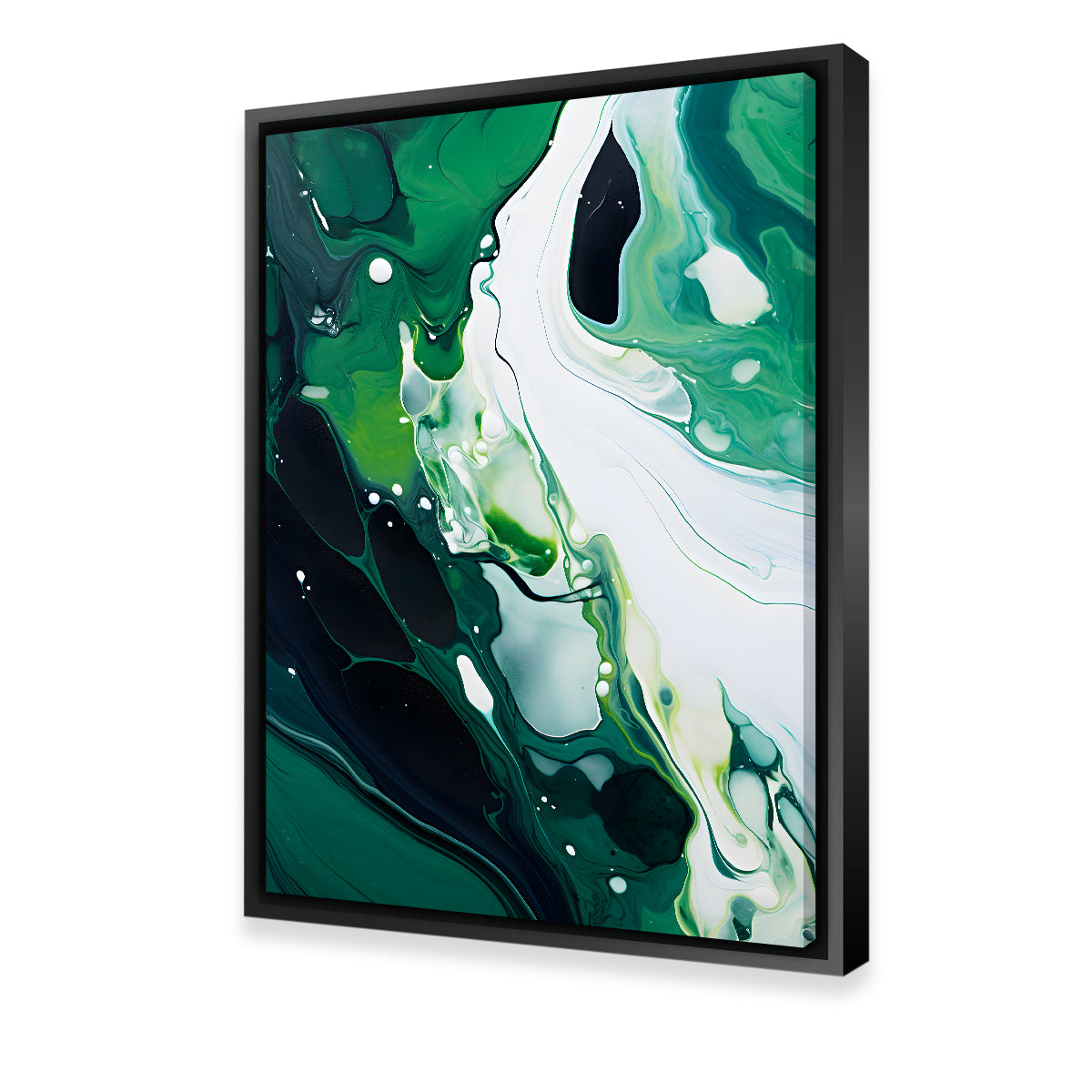 Abstract - Green White Waves 2 Wall Art