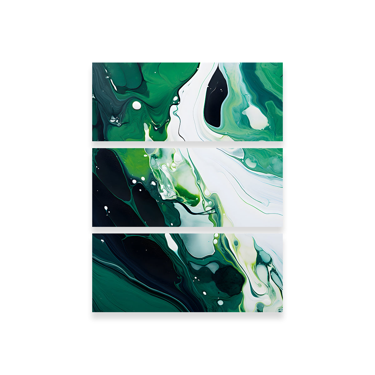 Abstract - Green White Waves 2 Wall Art