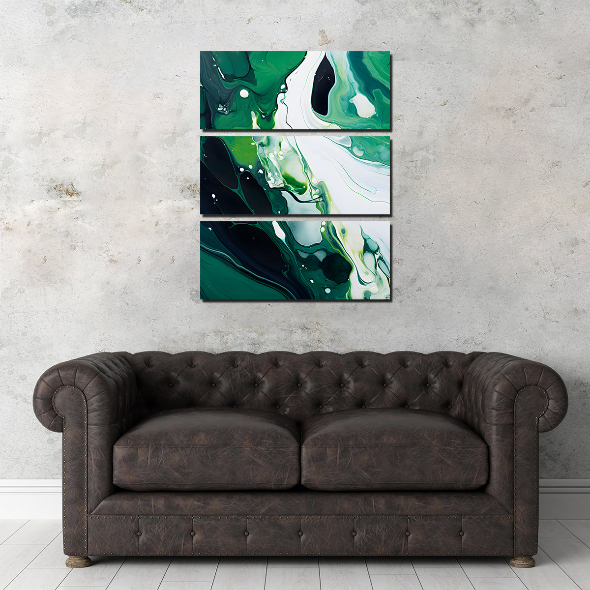 Abstract - Green White Waves 2 Wall Art