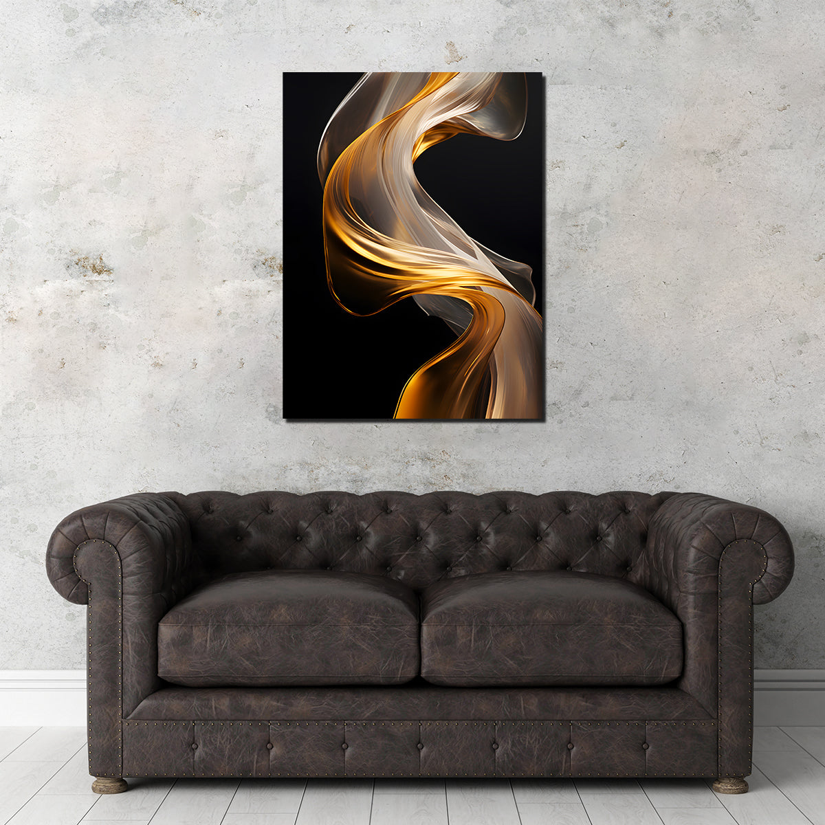 Abstract - White Gold Waves 2 Wall Art