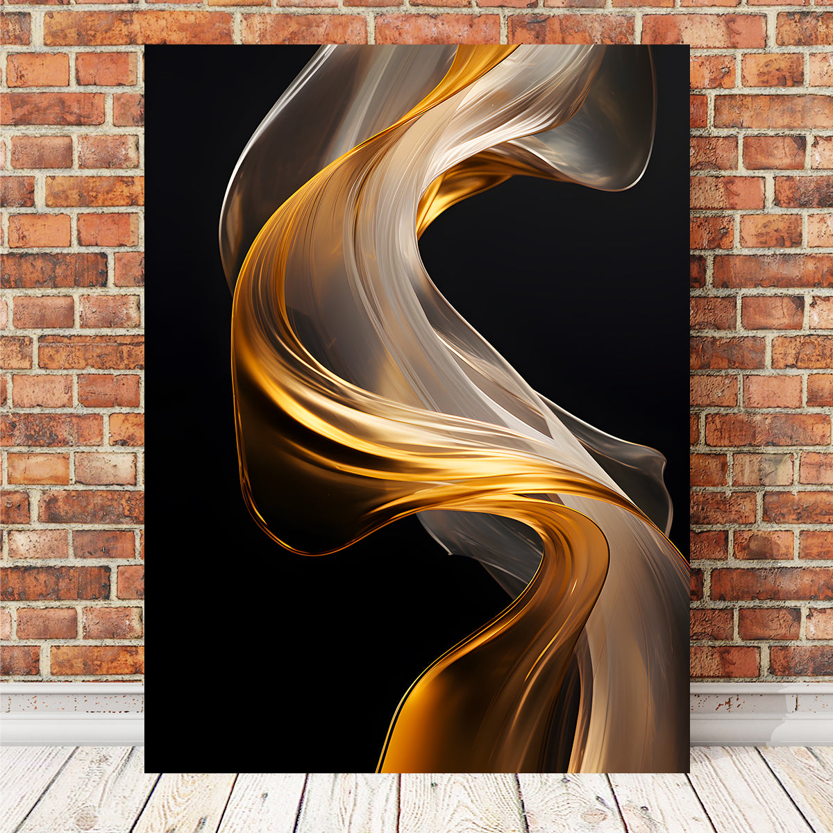 Abstract - White Gold Waves 2 Wall Art