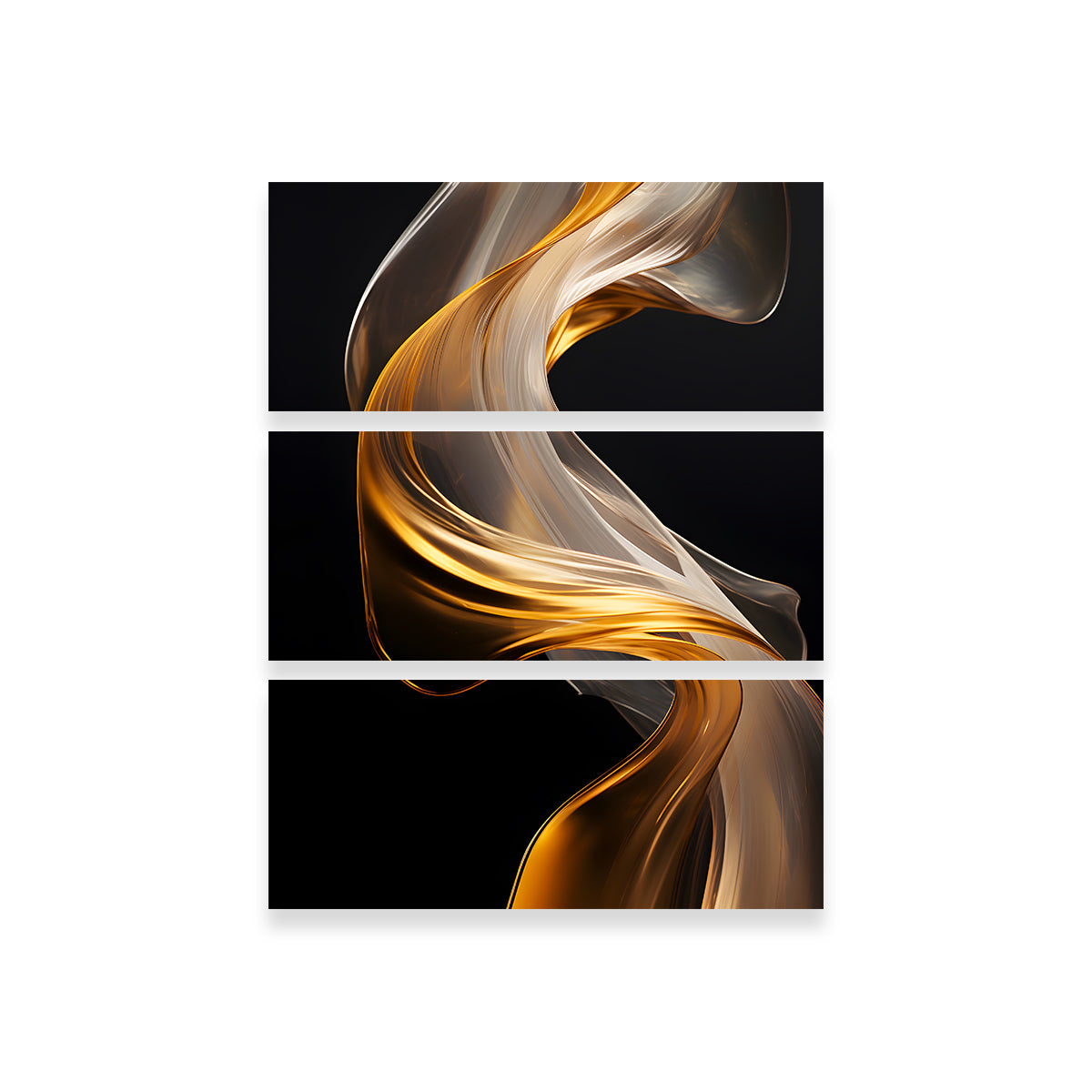 Abstract - White Gold Waves 2 Wall Art