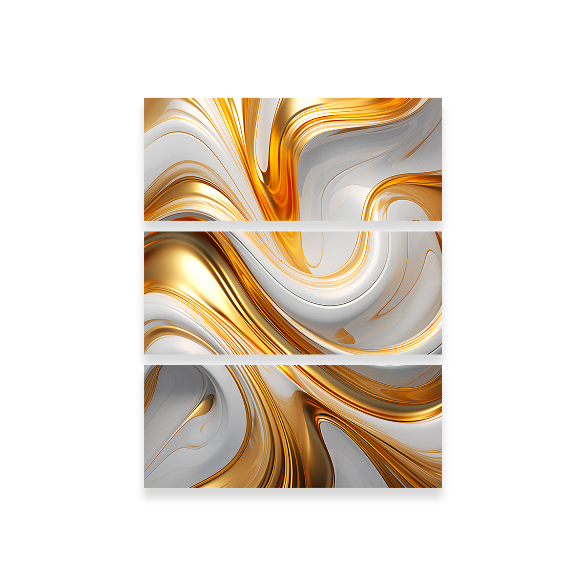 Abstract - White Gold Waves 4 Wall Art