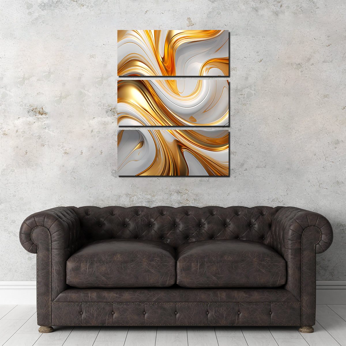 Abstract - White Gold Waves 4 Wall Art