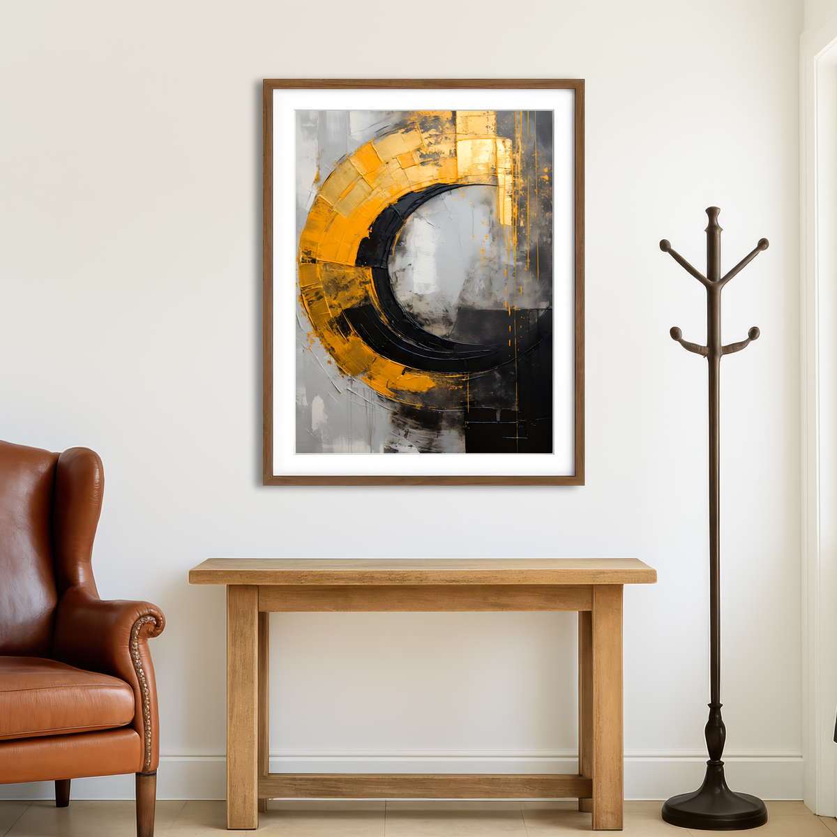 AUTO-MOCKUP ROOM | Abstract - Black Gold Shapes 10 Wall Art