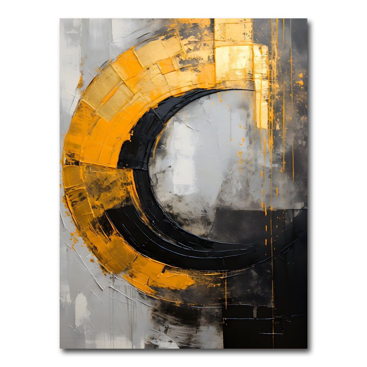 AUTO-MOCKUP WHITE | Abstract - Black gold shapes 10 | 1 Piece | Gallery Wrap Canvas | group=3x4