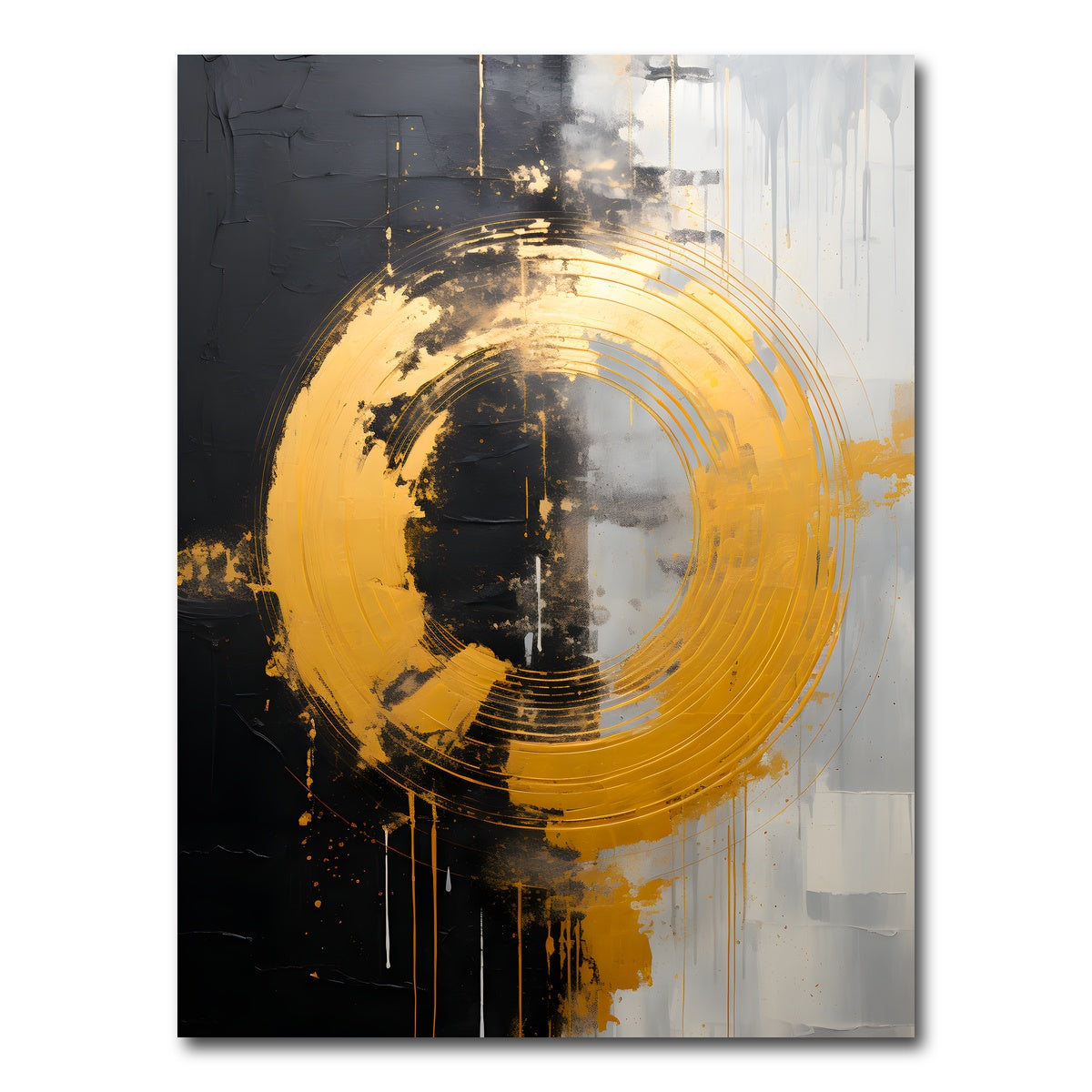 AUTO-MOCKUP WHITE | Abstract - Black gold shapes 11 | 1 Piece | Gallery Wrap Canvas | group=3x4