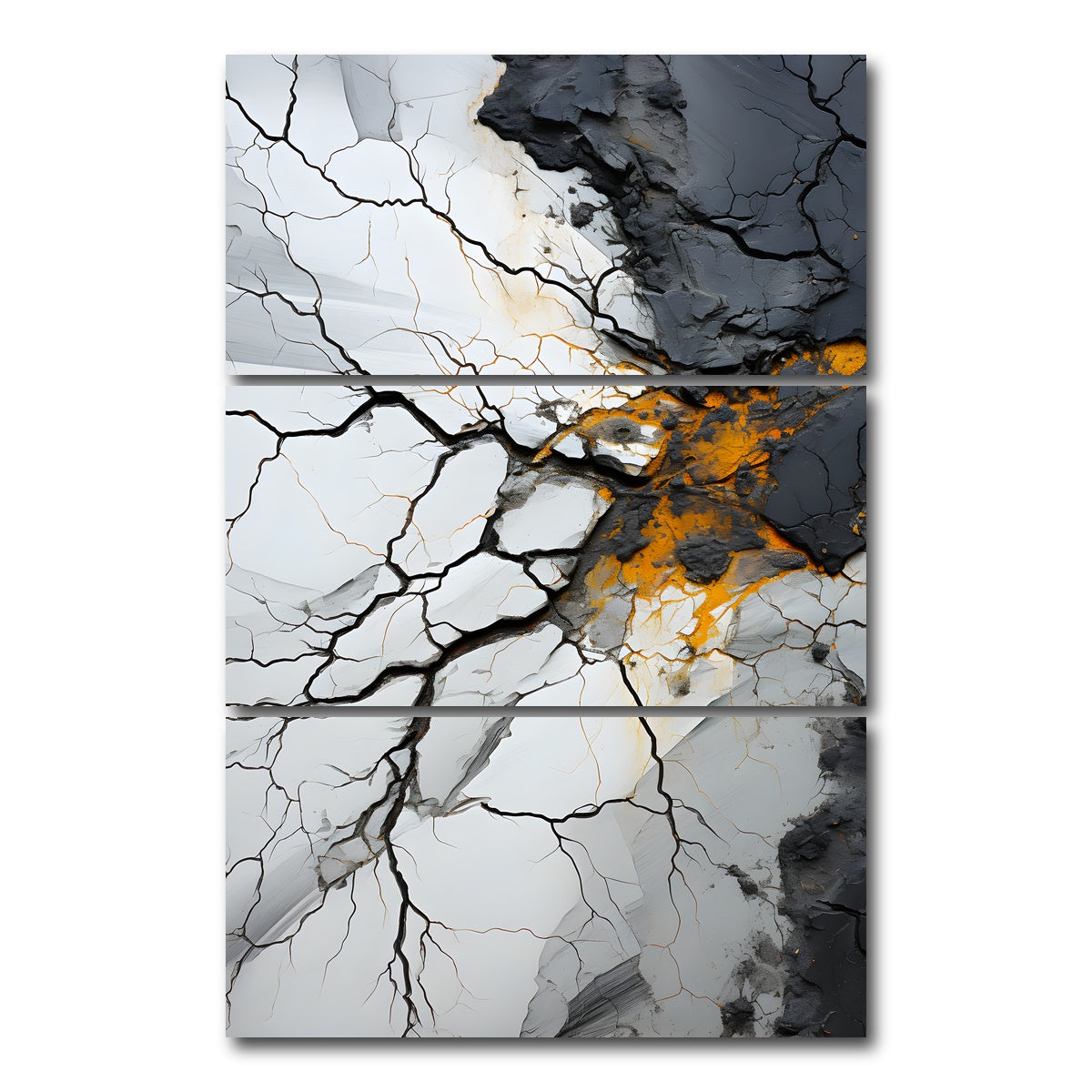 AUTO-MOCKUP WHITE | Abstract - Black gold shapes 15 | 3 Piece | Gallery Wrap Canvas | group=12x24_stacked