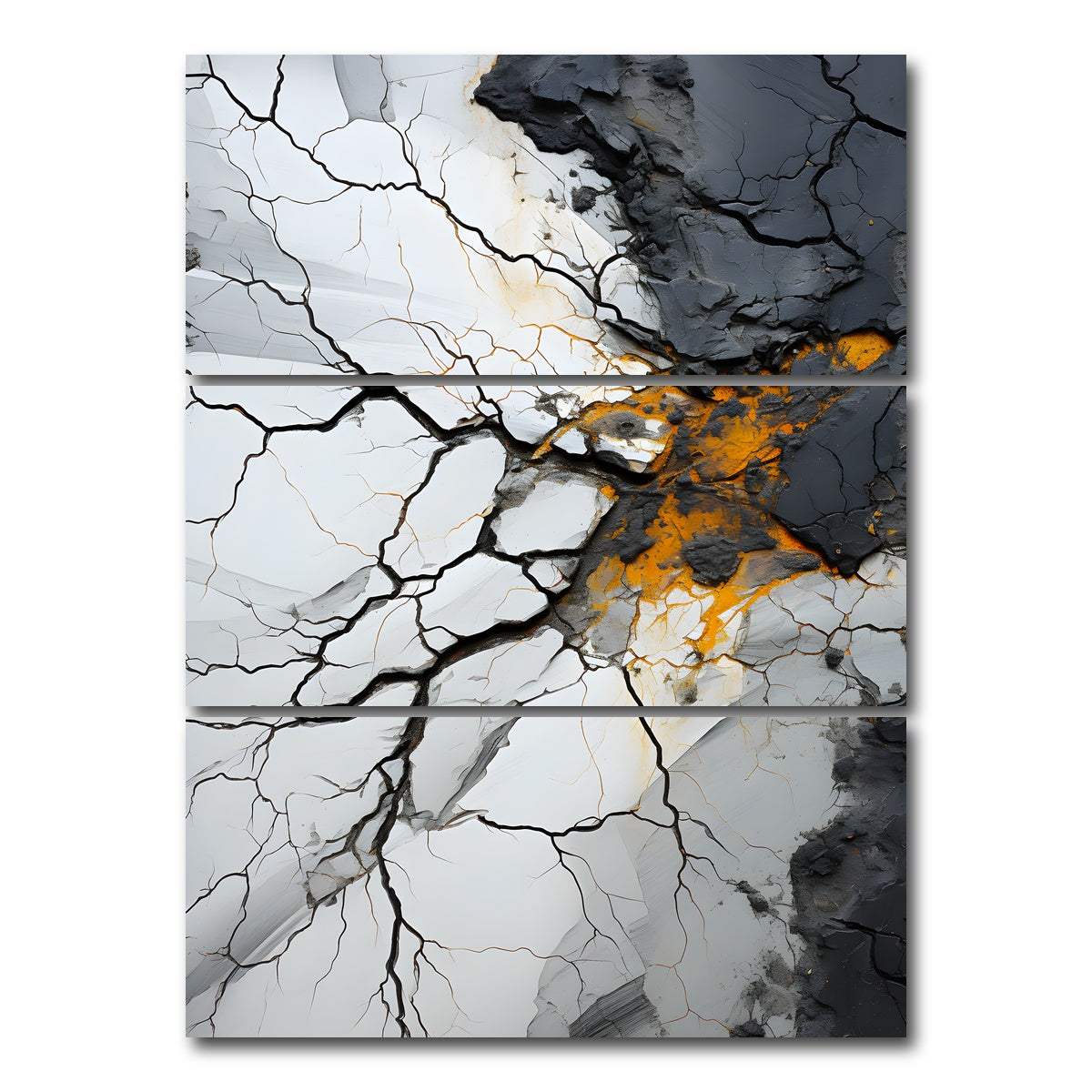 AUTO-MOCKUP WHITE | Abstract - Black gold shapes 15 | 3 Piece | Gallery Wrap Canvas | group=8x18_stacked