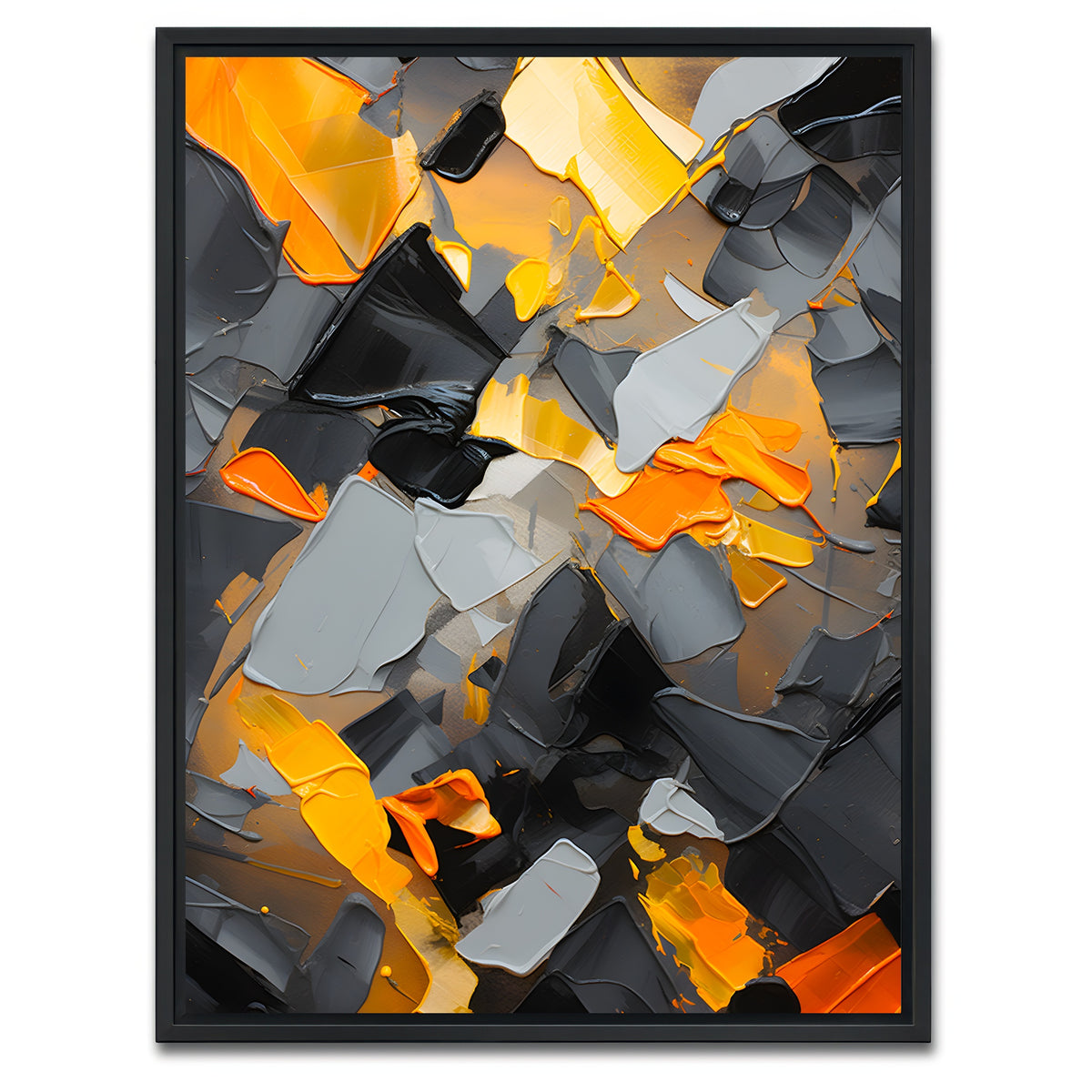 AUTO-MOCKUP WHITE | Abstract - Black gold shapes 18 | 1 Piece | Black Framed Canvas | group=3x4