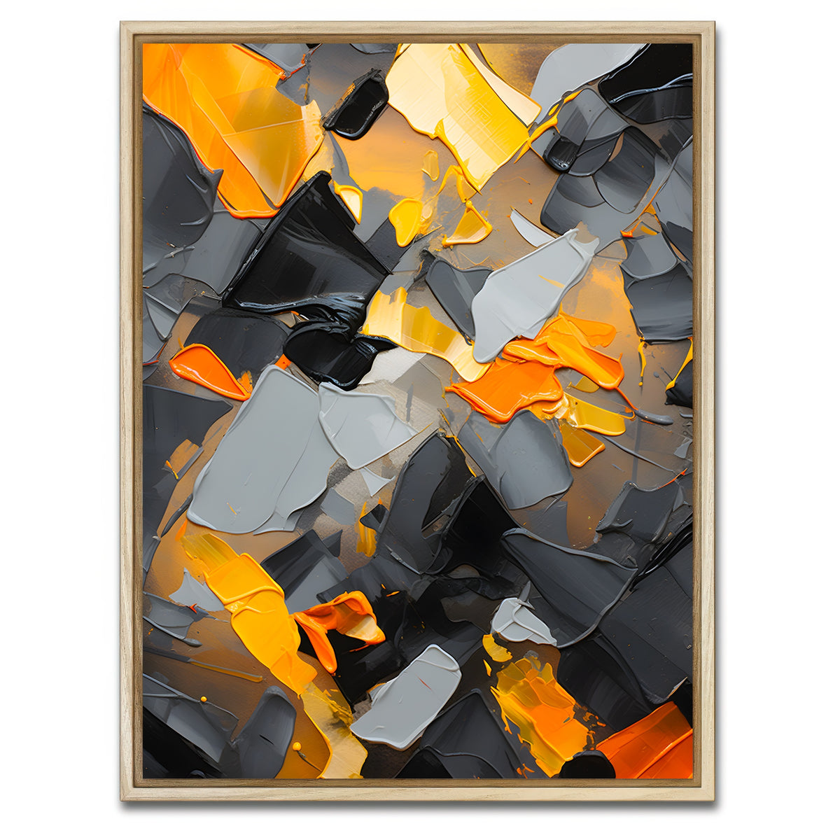 AUTO-MOCKUP WHITE | Abstract - Black gold shapes 18 | 1 Piece | Natural Framed Canvas | group=3x4