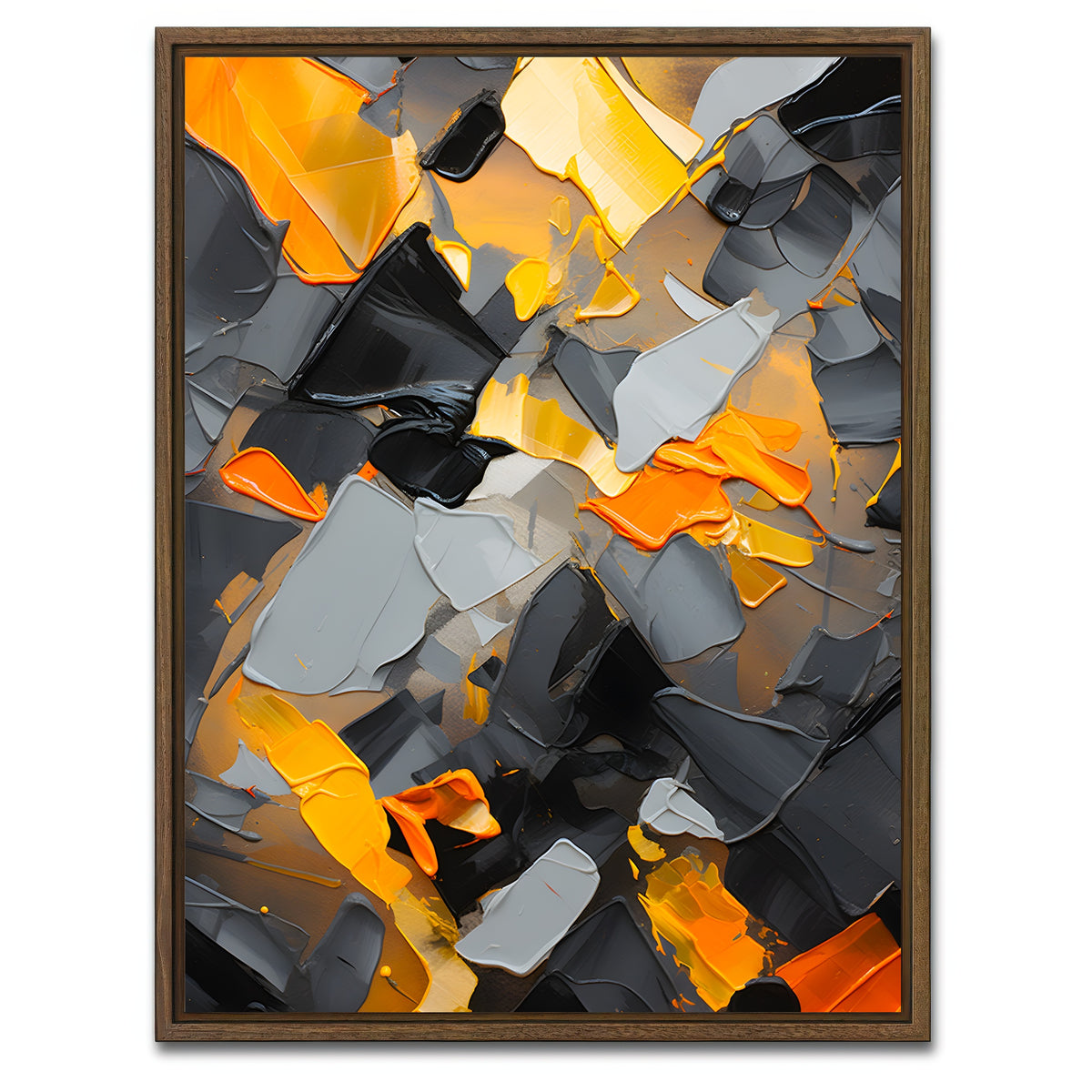 AUTO-MOCKUP WHITE | Abstract - Black gold shapes 18 | 1 Piece | Walnut Framed Canvas | group=3x4
