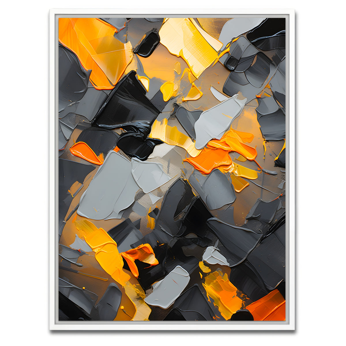 AUTO-MOCKUP WHITE | Abstract - Black gold shapes 18 | 1 Piece | White Framed Canvas | group=3x4