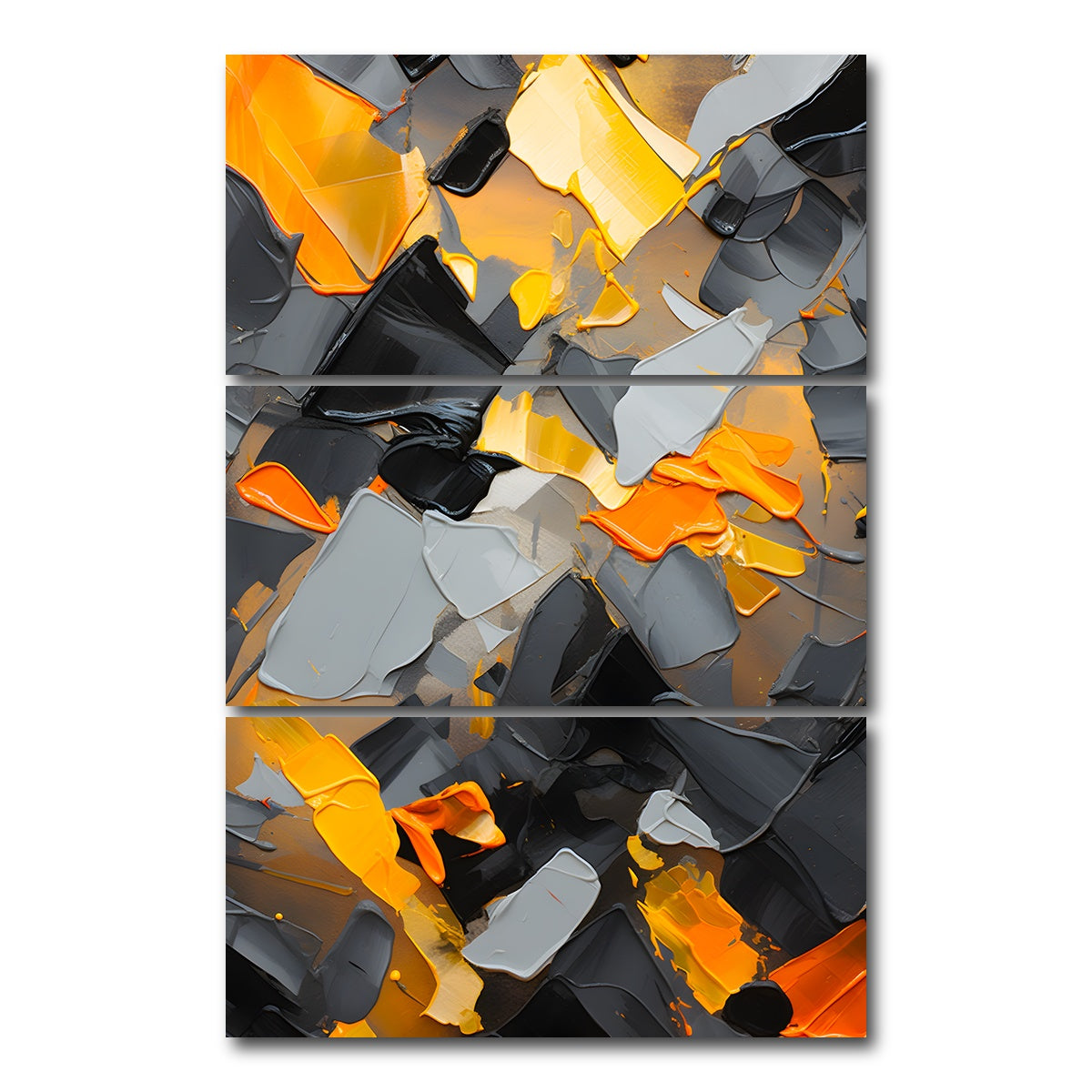 AUTO-MOCKUP WHITE | Abstract - Black gold shapes 18 | 3 Piece | Gallery Wrap Canvas | group=12x24_stacked