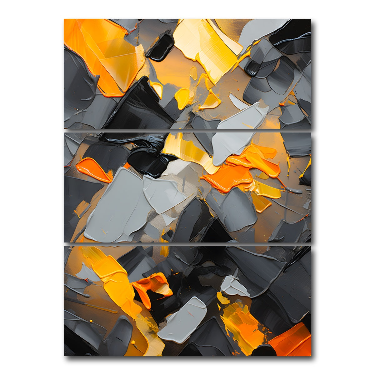 AUTO-MOCKUP WHITE | Abstract - Black gold shapes 18 | 3 Piece | Gallery Wrap Canvas | group=8x18_stacked
