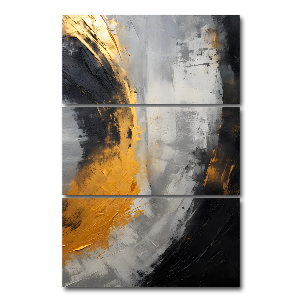 AUTO-MOCKUP WHITE | Abstract - Black gold shapes 1 | 3 Piece | Gallery Wrap Canvas | group=12x24_stacked
