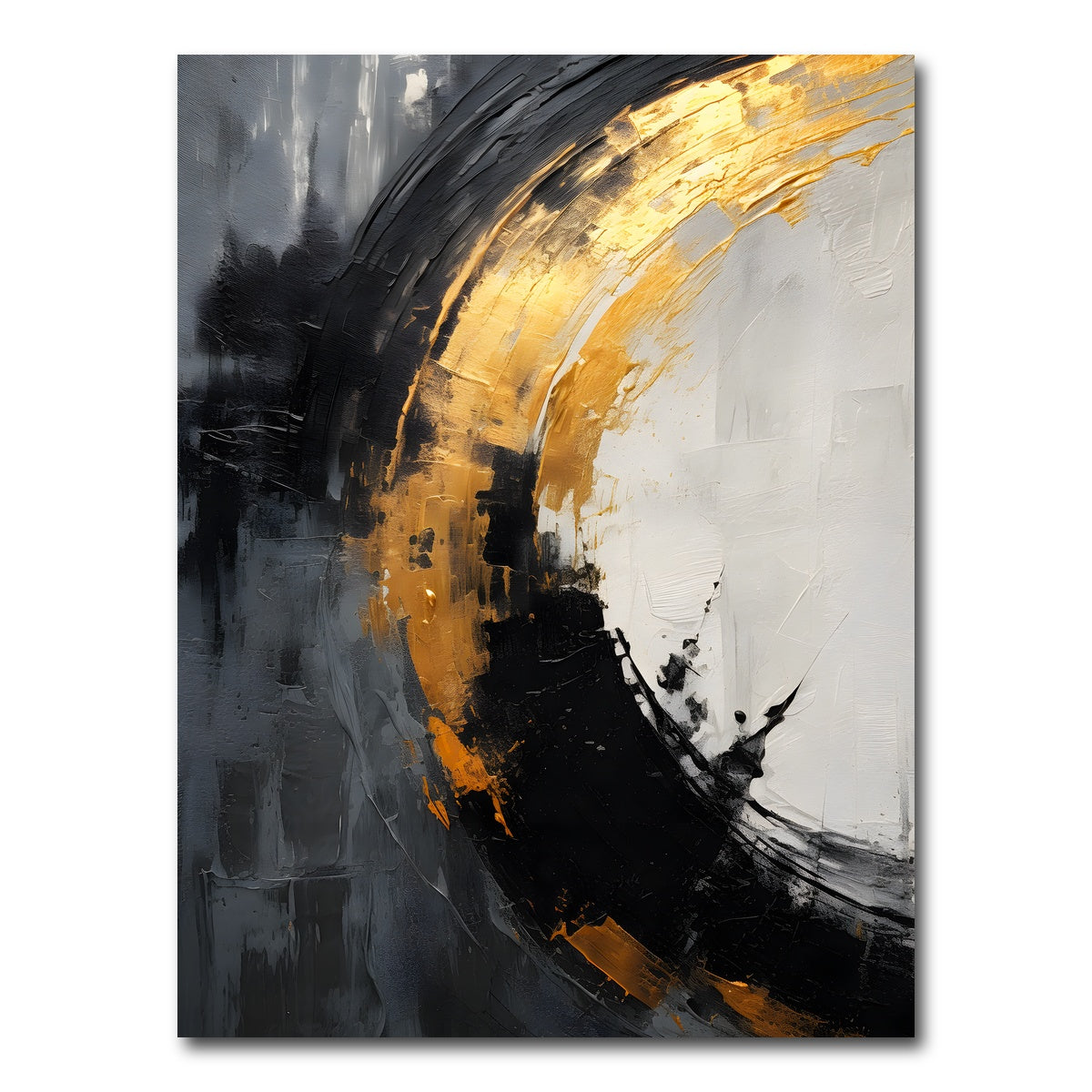 AUTO-MOCKUP WHITE | Abstract - Black gold shapes 2 | 1 Piece | Gallery Wrap Canvas | group=3x4