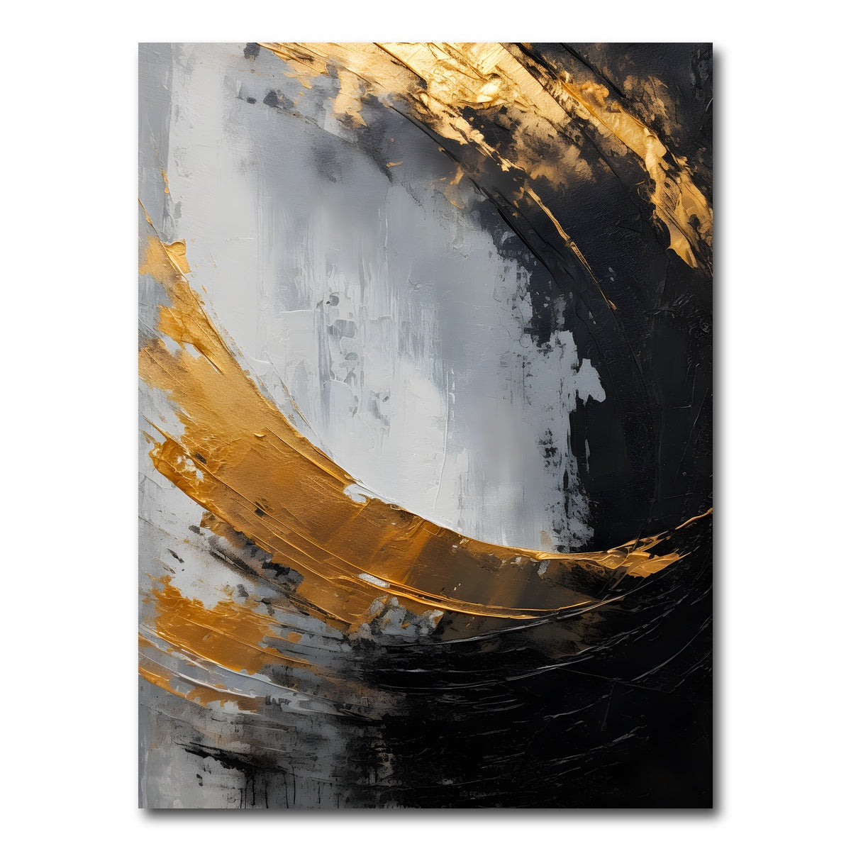 AUTO-MOCKUP WHITE | Abstract - Black gold shapes 3 | 1 Piece | Gallery Wrap Canvas | group=3x4