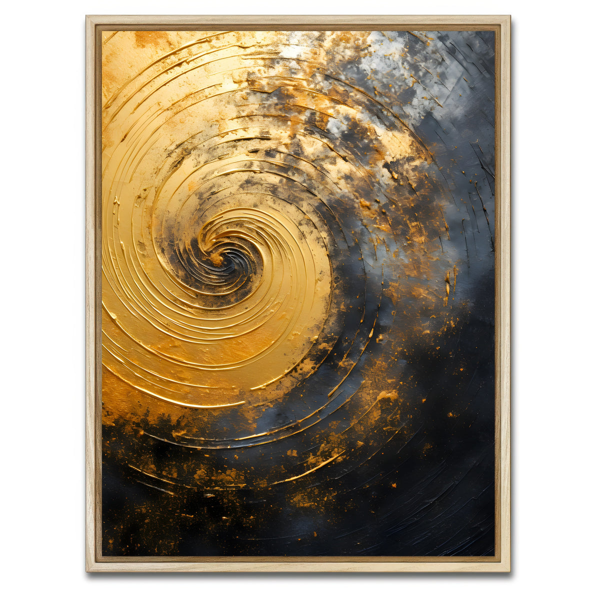 AUTO-MOCKUP WHITE | Abstract - Black gold shapes 8 | 1 Piece | Natural Framed Canvas | group=3x4