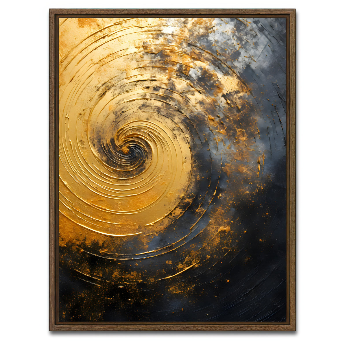 AUTO-MOCKUP WHITE | Abstract - Black gold shapes 8 | 1 Piece | Walnut Framed Canvas | group=3x4