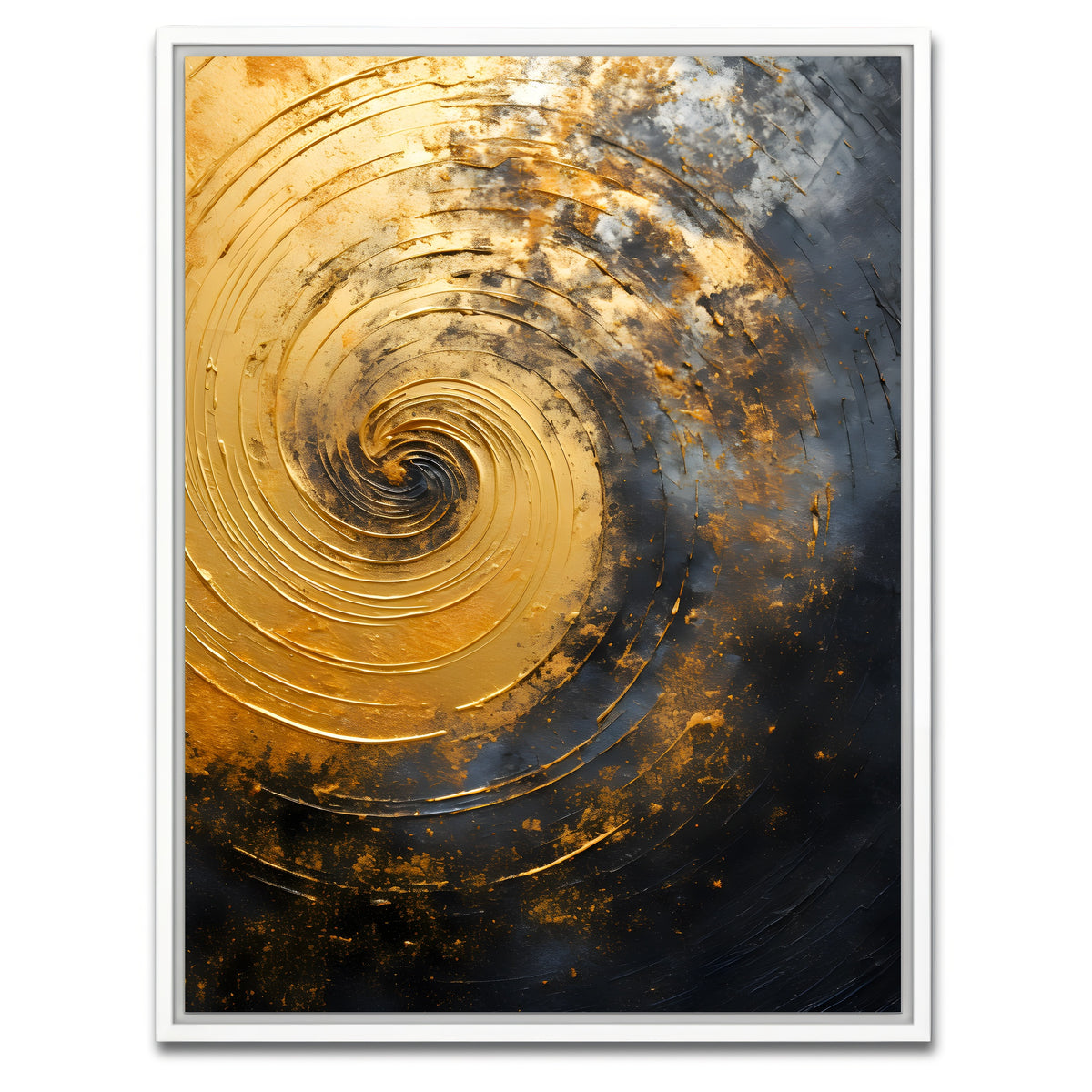 AUTO-MOCKUP WHITE | Abstract - Black gold shapes 8 | 1 Piece | White Framed Canvas | group=3x4