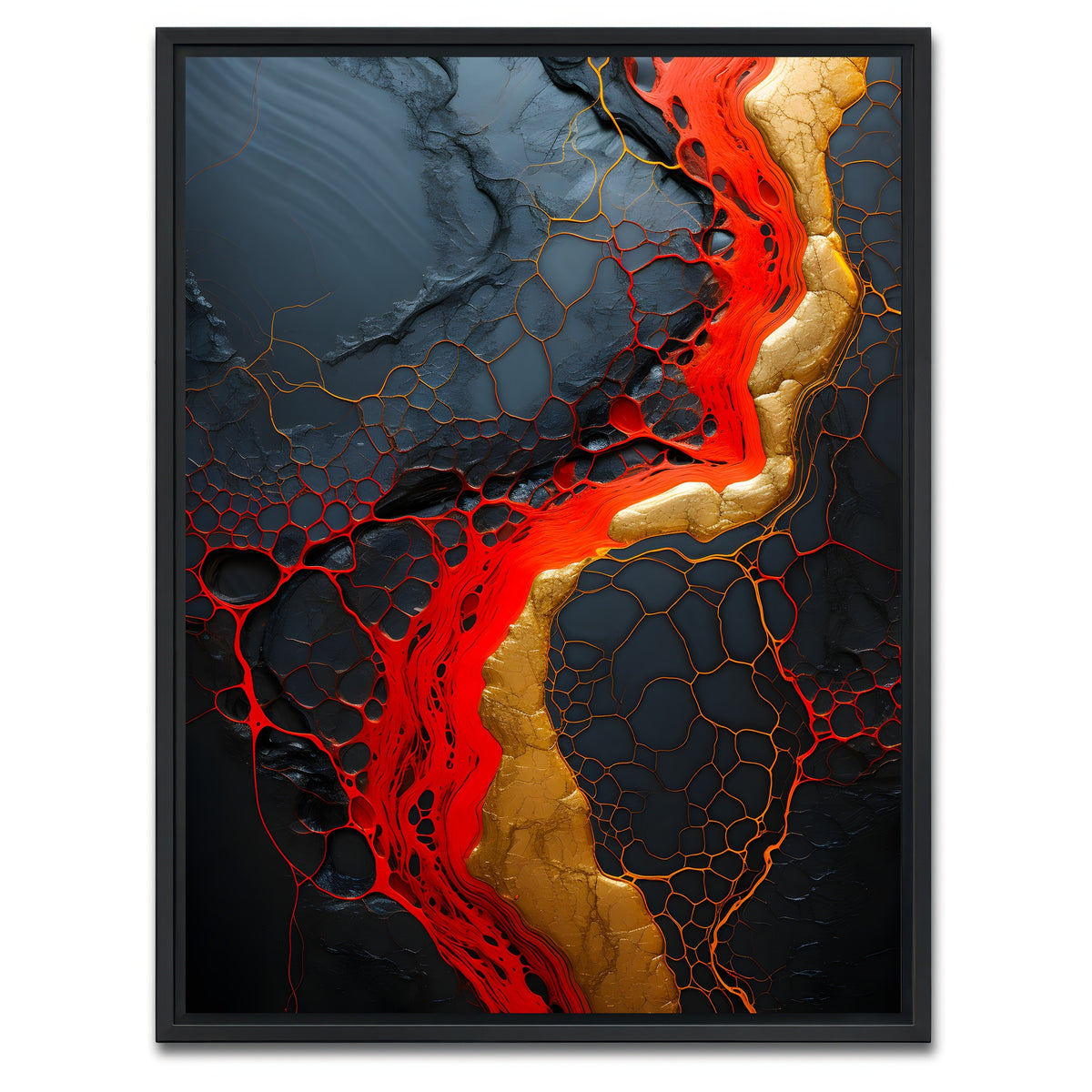 AUTO-MOCKUP WHITE | Abstract - Black red waves 1 | 1 Piece | Black Framed Canvas | group=3x4