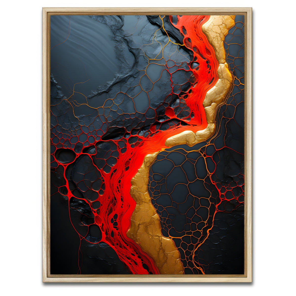 AUTO-MOCKUP WHITE | Abstract - Black red waves 1 | 1 Piece | Natural Framed Canvas | group=3x4